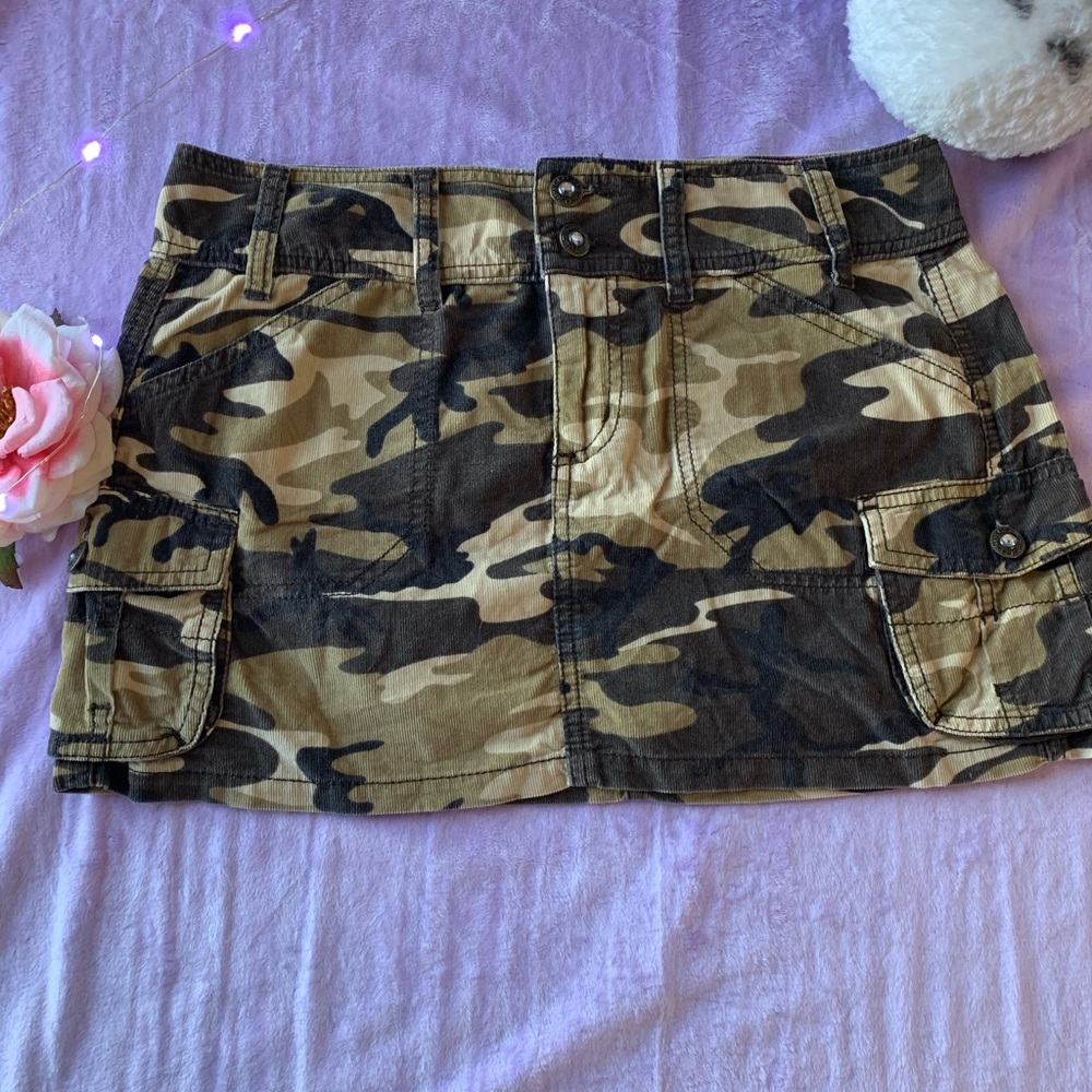 Early 2000’s Corduroy GLO Camo Skirt